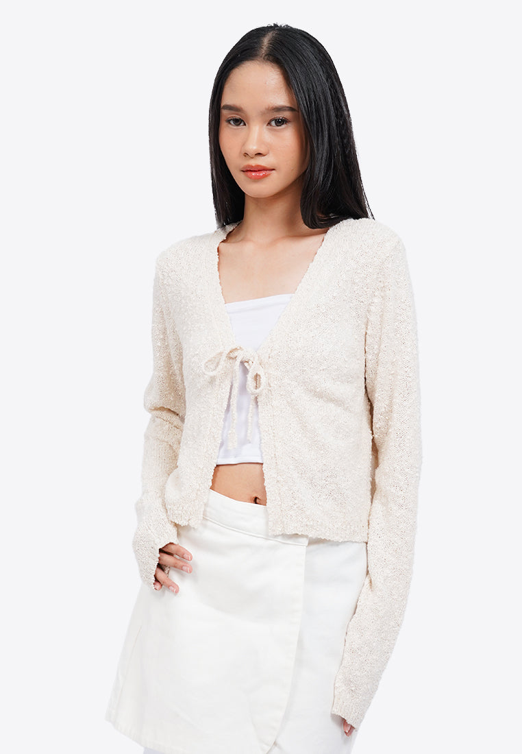 Tied Front Popcorn Cardigan