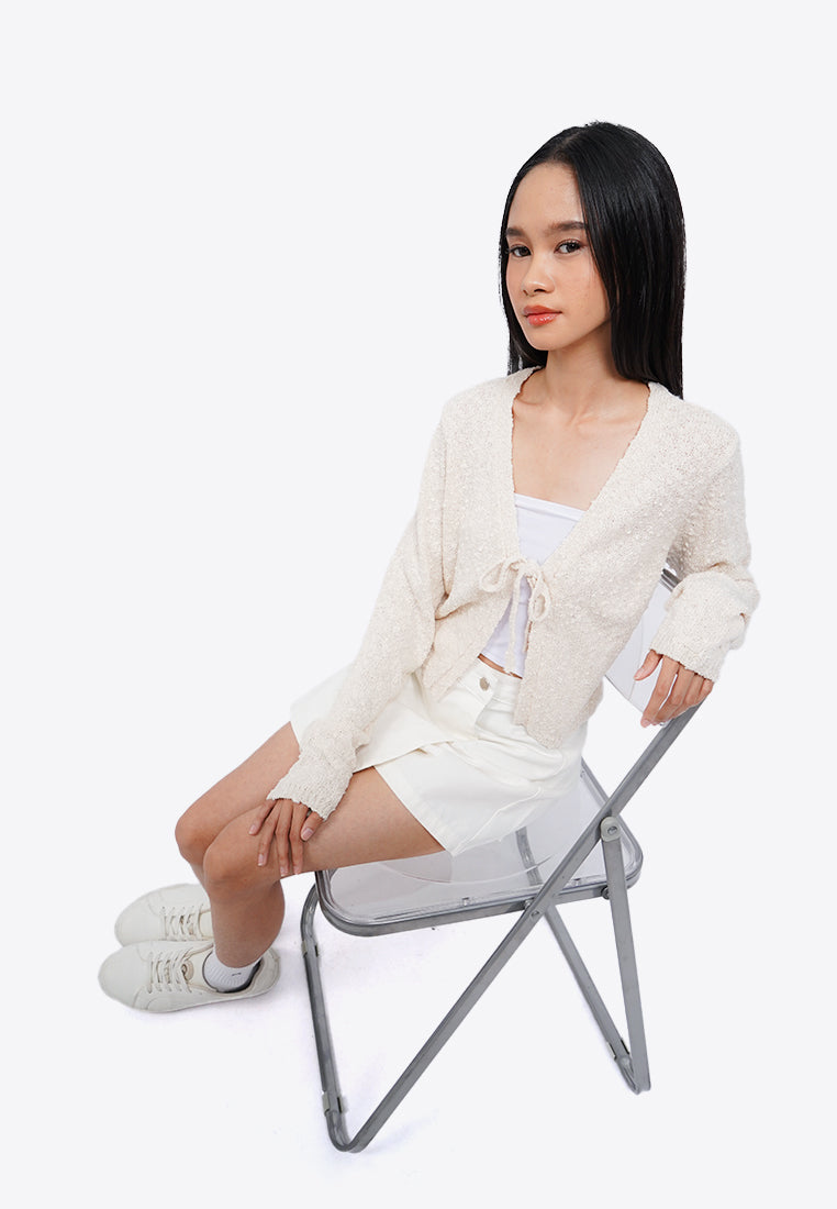 Tied Front Popcorn Cardigan