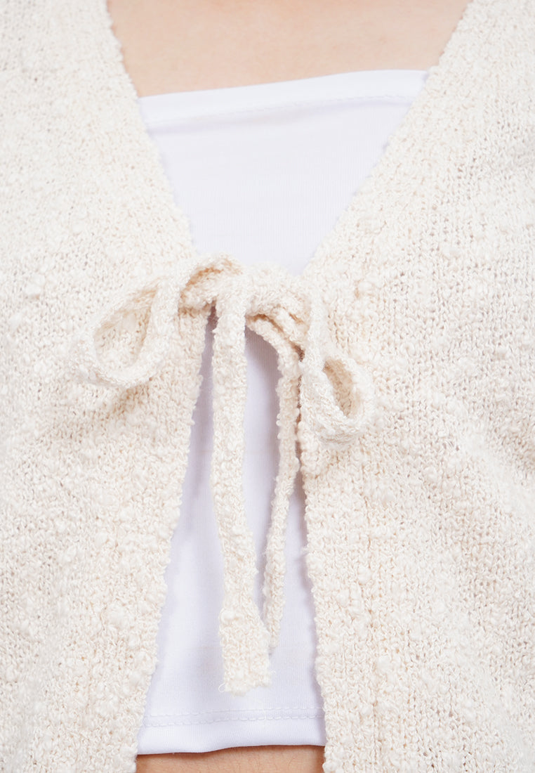 Tied Front Popcorn Cardigan