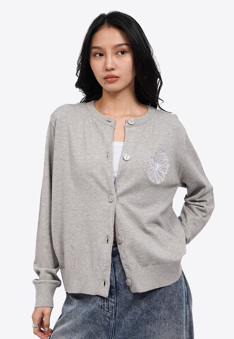 Embroidered Knit Cardigan