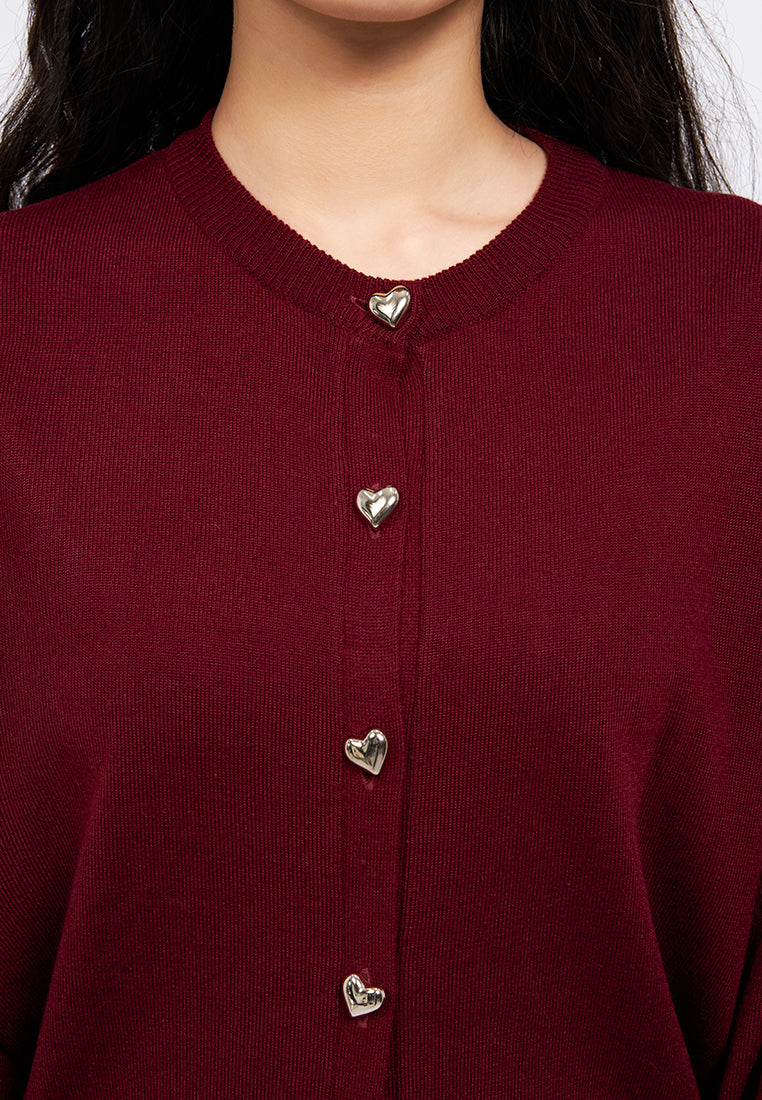 Heart Button Long Sleeve Cardigan