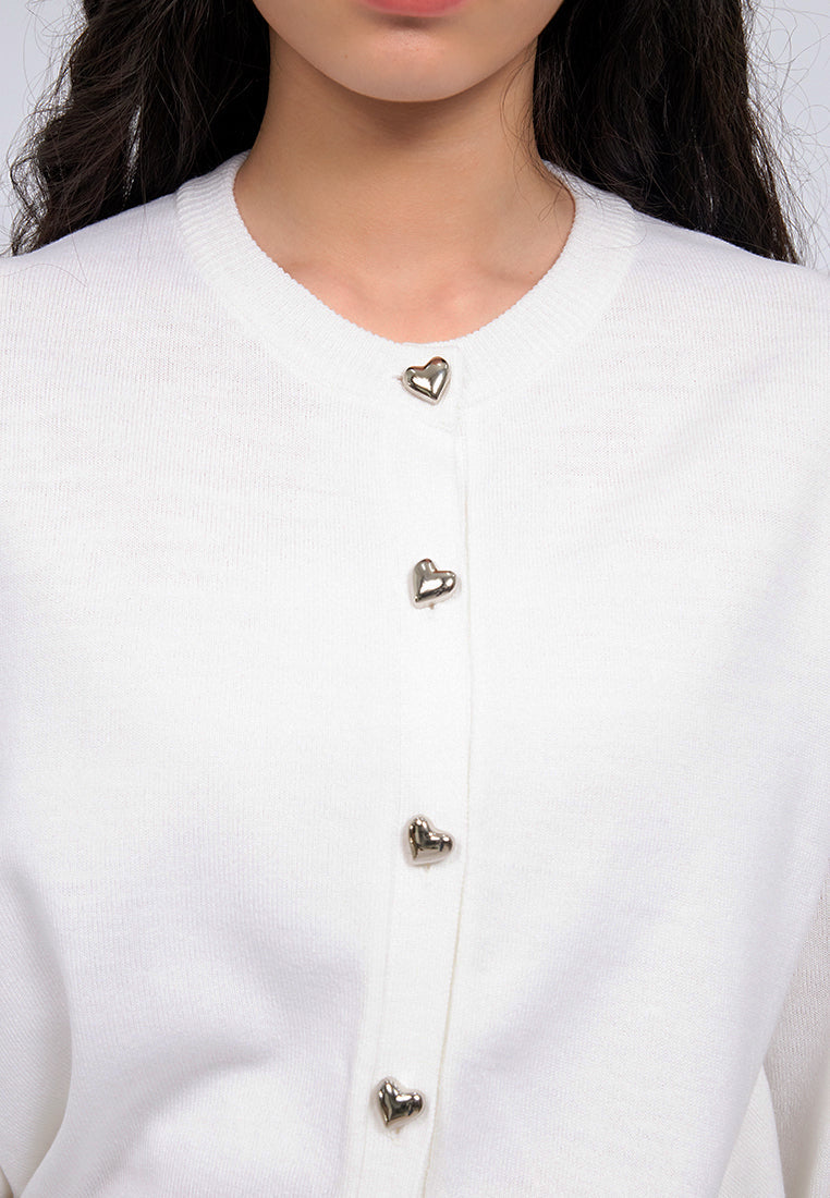 Heart Button Long Sleeve Cardigan