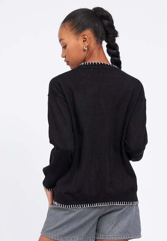 Loose Cardigan with Stitch Details