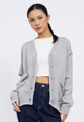 Stitch Details Long Sleeve Loose Cardigan