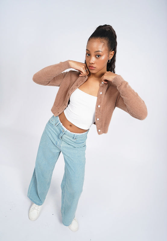 Long Sleeve Fur Cardigan