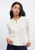 Cable Knit Zipper Up Cardigan