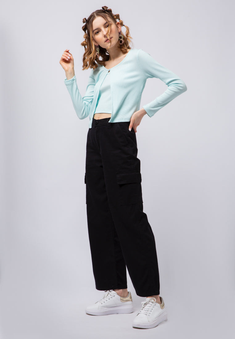 One Button Crop Cardigan