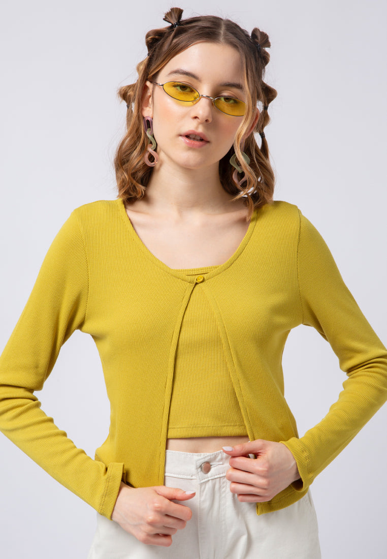 One Button Crop Cardigan