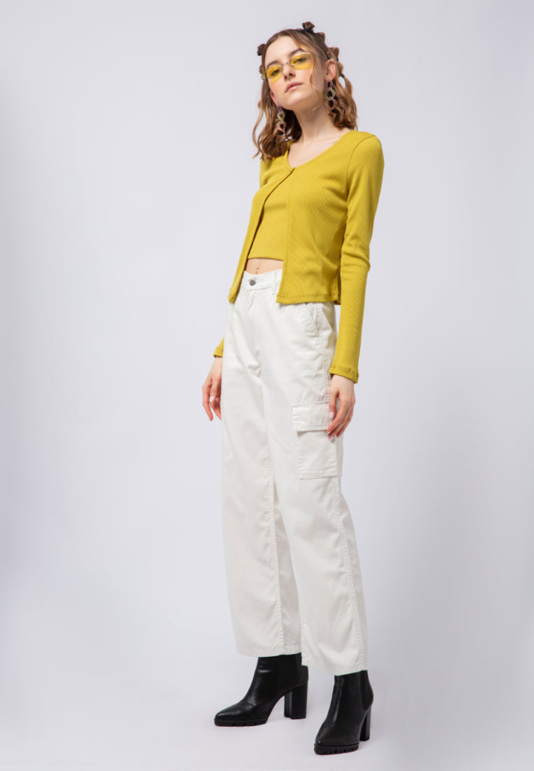 One Button Crop Cardigan