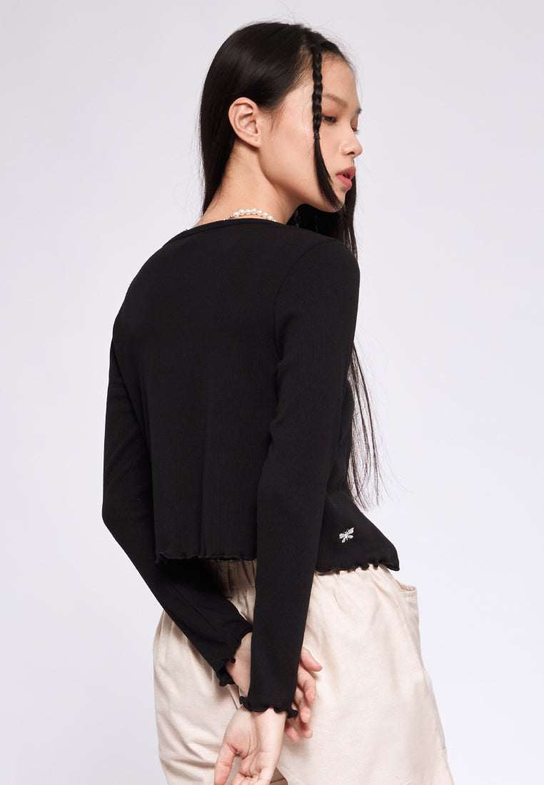 Embroidered Rib Cardigan