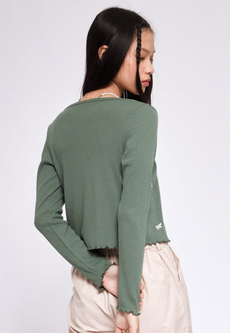 Embroidered Rib Cardigan