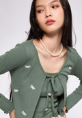 Embroidered Rib Cardigan