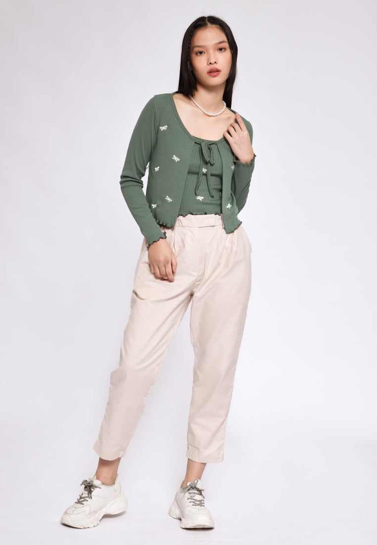Embroidered Rib Cardigan