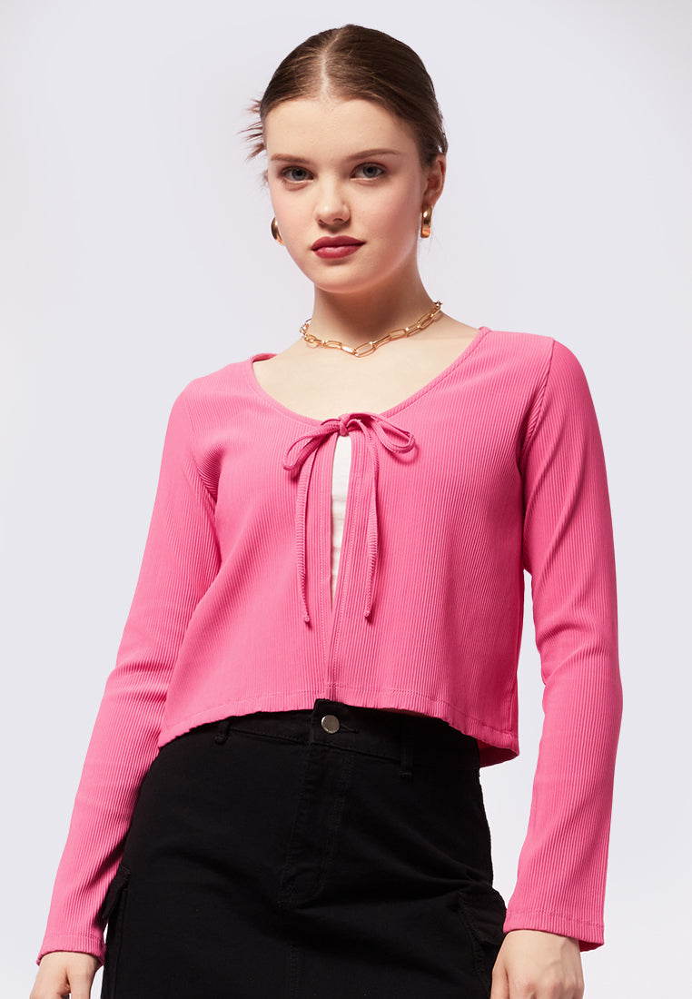 Tie Front Long Sleeve Cardigan