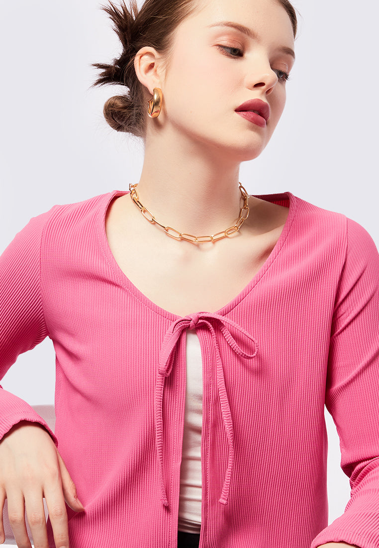 Tie Front Long Sleeve Cardigan