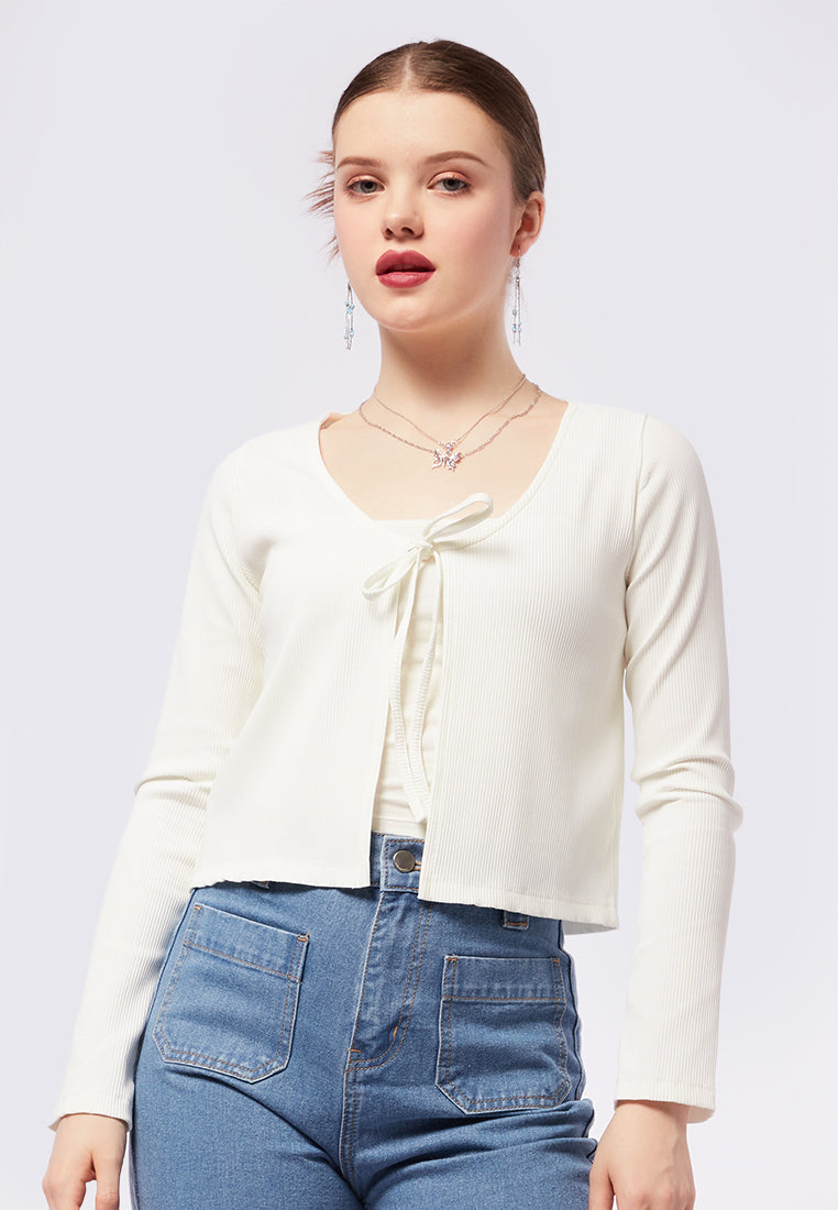 Tie Front Long Sleeve Cardigan