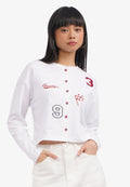 Button Up Patch Cardigan Off White