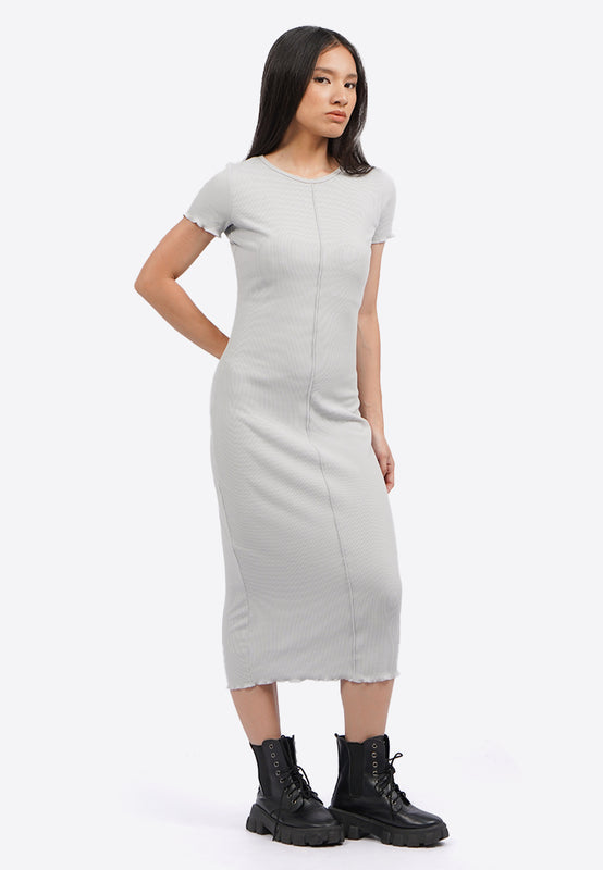 Overlock Short Sleeve Midi Dress