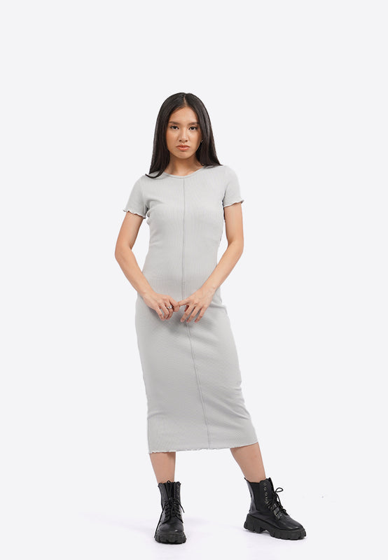 Overlock Short Sleeve Midi Dress