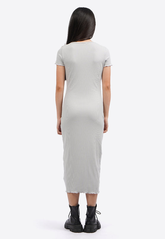 Overlock Short Sleeve Midi Dress