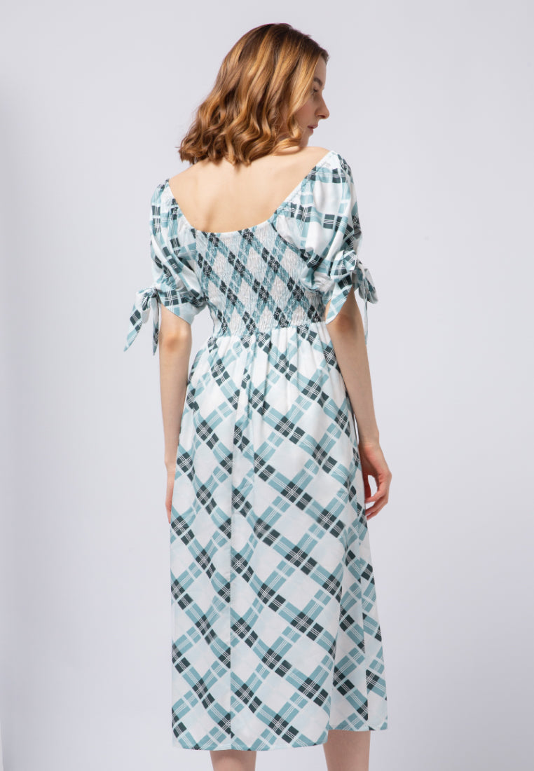 Printed Smocked Midi Dress