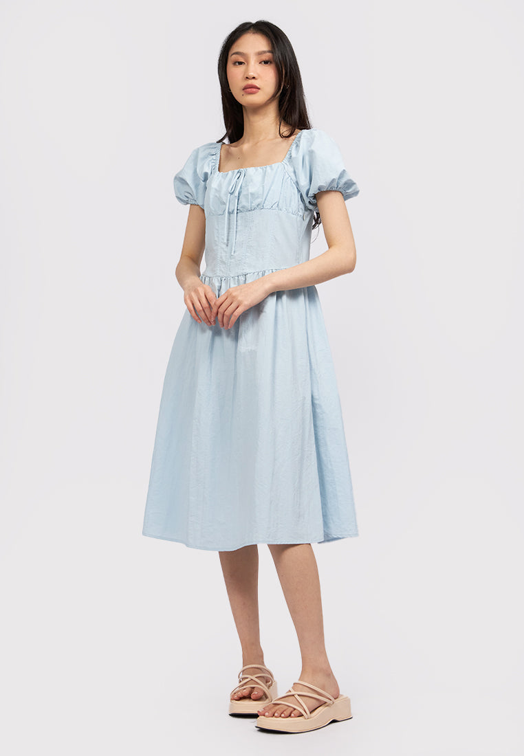 Puff Sleeves Midi Dress