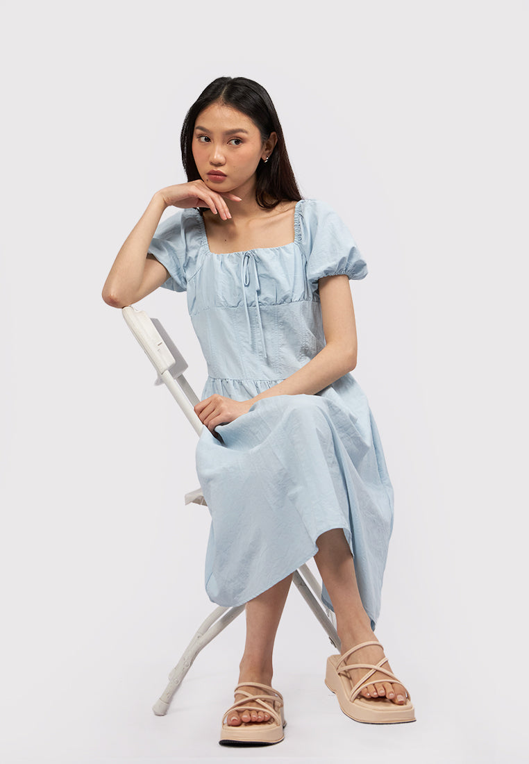 Puff Sleeves Midi Dress