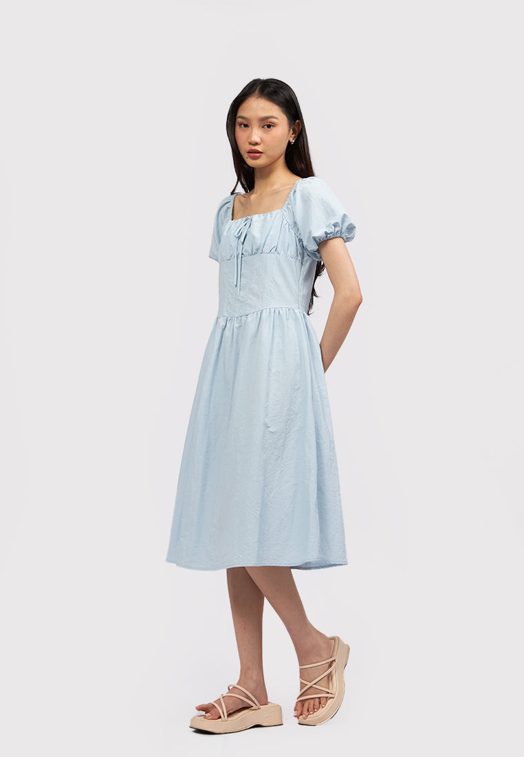 Puff Sleeves Midi Dress