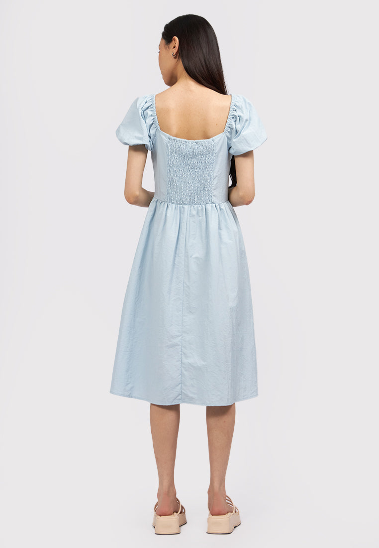 Puff Sleeves Midi Dress