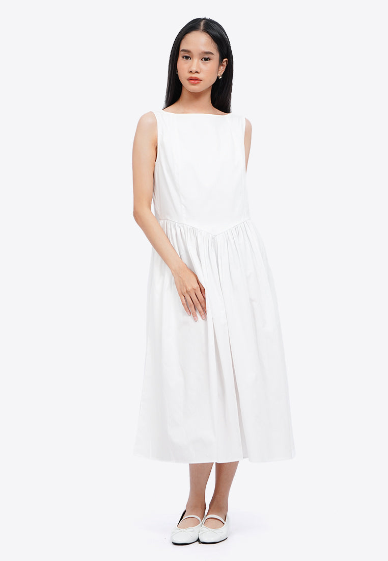 Gathered Sleeveless Midi Dress
