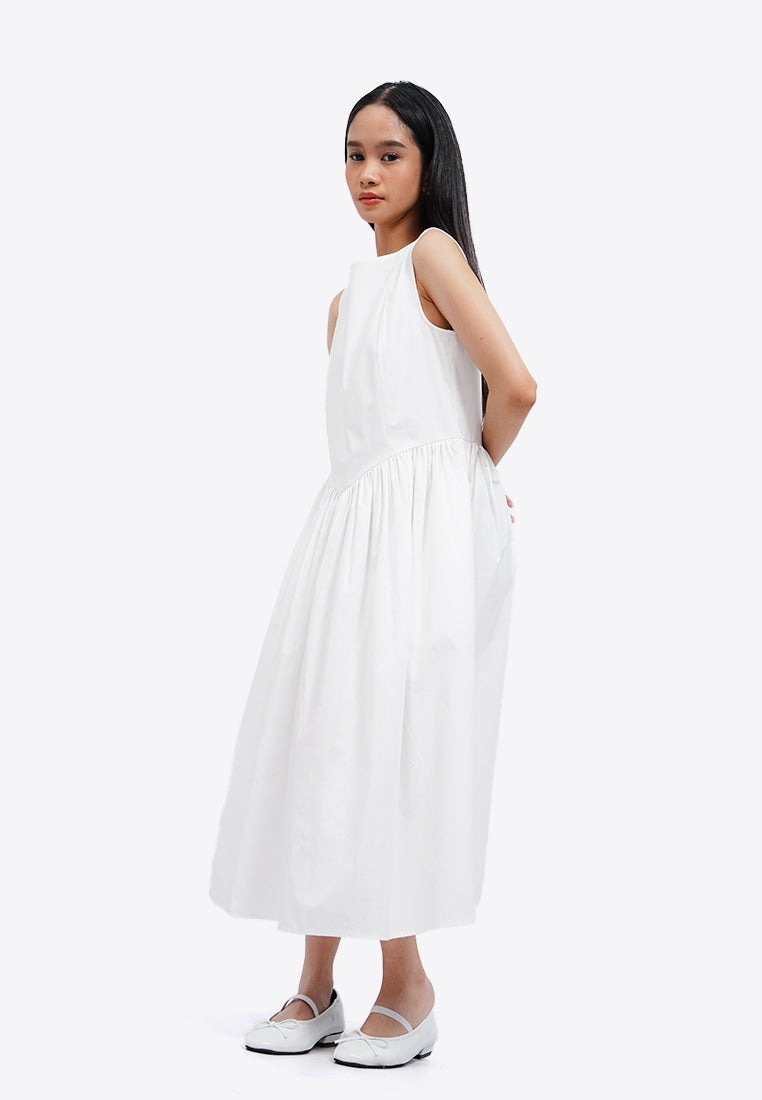 Gathered Sleeveless Midi Dress
