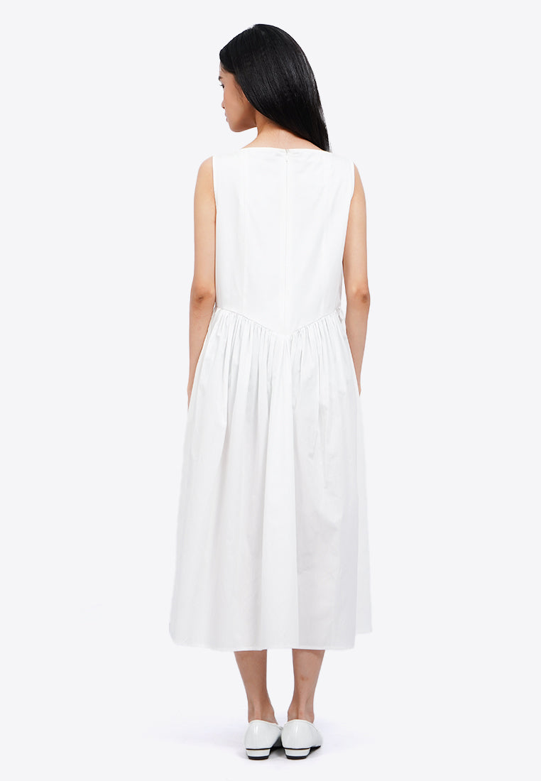 Gathered Sleeveless Midi Dress