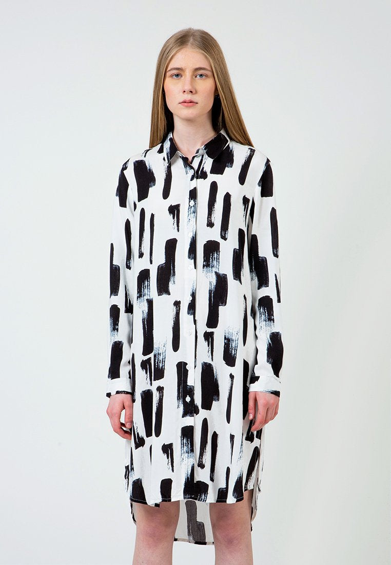 Abstract Print Shirt Dress