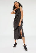 Drapery Neckline Midi Dress