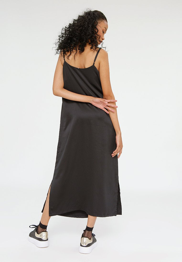 Drapery Neckline Midi Dress