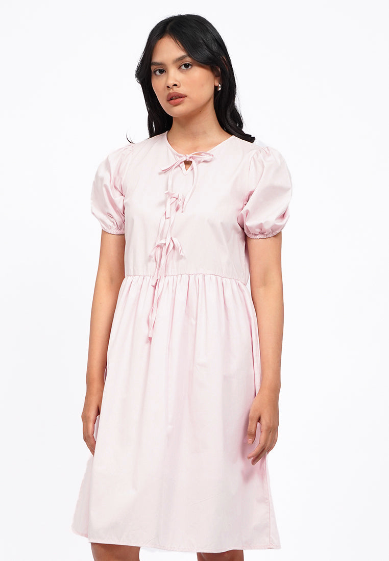 Balloon Sleeves Midi Dress