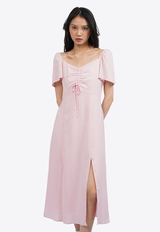 Short Sleeve Midi Dress with Slit