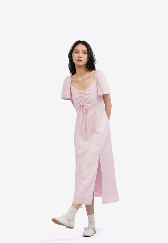 Short Sleeve Midi Dress with Slit