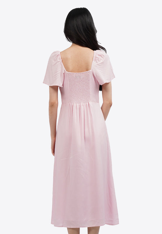 Short Sleeve Midi Dress with Slit