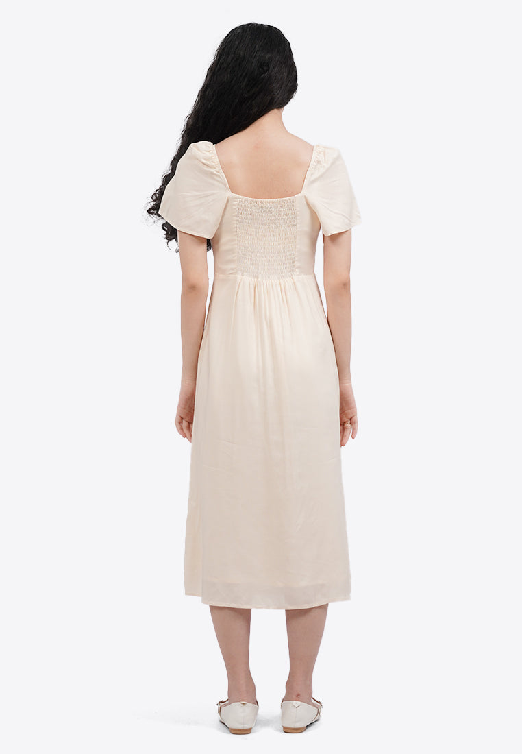 Puff Sleeves Midi Dress