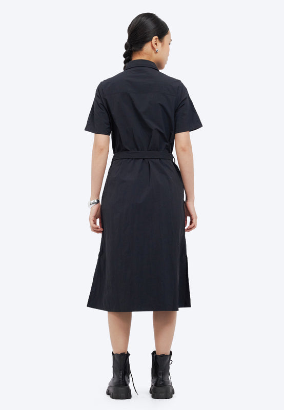 Double Pocket Midi Shirt Dress