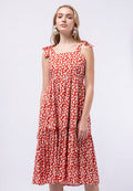 Printed Midi Dress with Straps