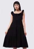 Off Shoulder Frills Midi Dress