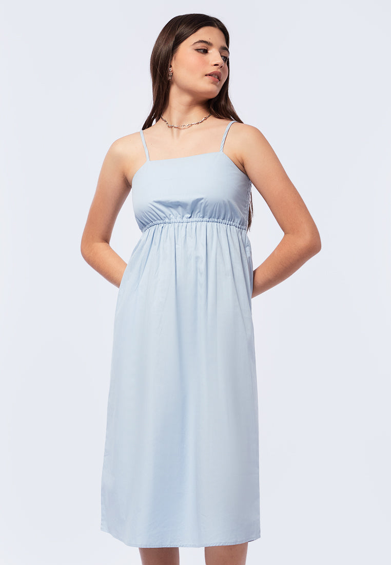 Smocked Sleeveless Midi Dress