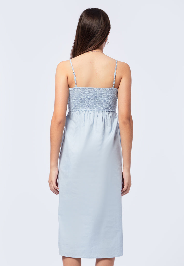Smocked Sleeveless Midi Dress