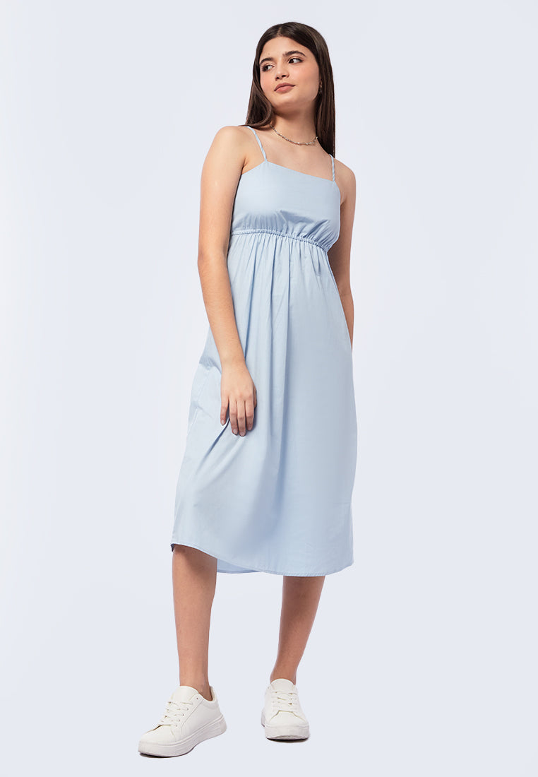 Smocked Sleeveless Midi Dress