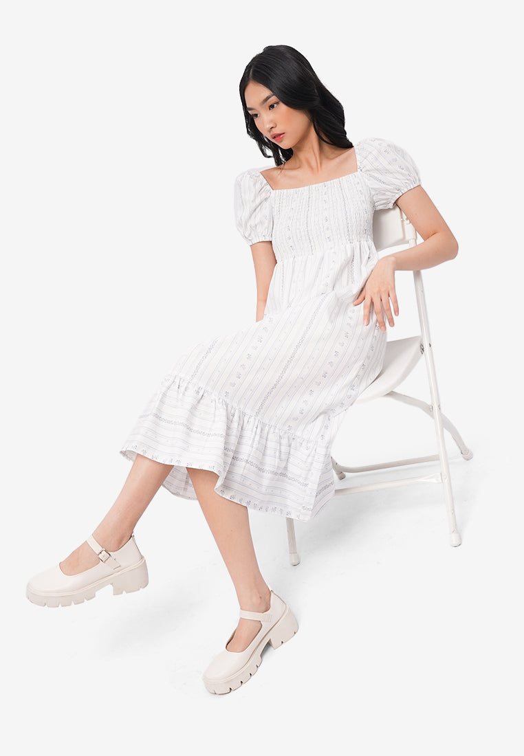 Smocked Details Midi Dress