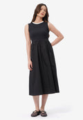 Contrast Sleeveless Midi Dress Black