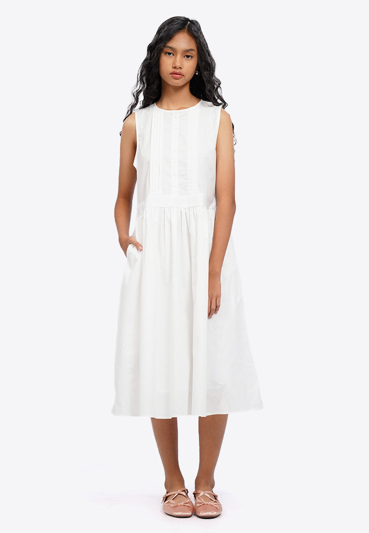 A-Line Sleeveless Pleated Dress