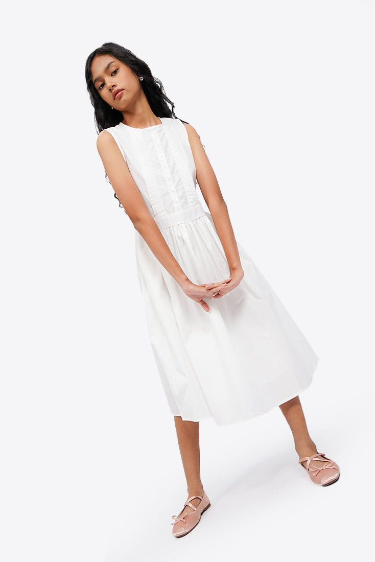 A-Line Sleeveless Pleated Dress